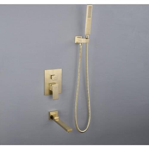 Bathroom Set Chrome Polished Bathtub Faucet balck Bath Shower Faucet Bathtub Tap Mixer Water In Wall Waterfall Faucet Concealed