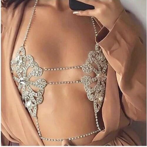 VCU New Fashion Bikini Crystal Rhinestone Sexy Breast Chain Trendy Female Geometric Diamond Body Jewelry Chain