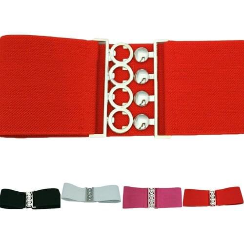 Women\s Fashion Cinch Buckle Wide Stretch Elastic Waist Belt Corset Waistband