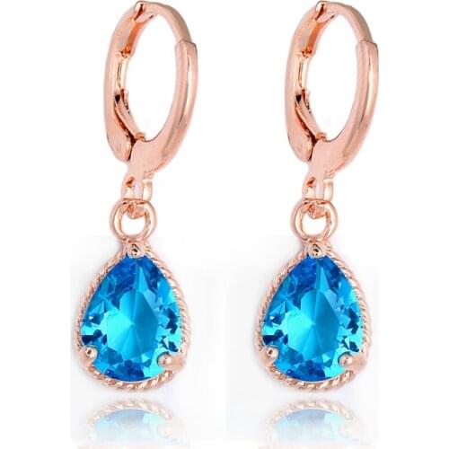 H:HYDE Gold Color CZ Zircon Drop Earrings For Women Fashion Wedding Dangle Jewelry Earring 10 Colors