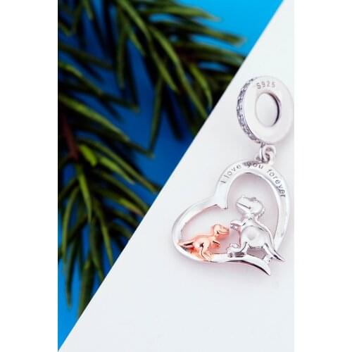 Fit Original Pandora Charm Bracelet 925 Sterling Silver Dinosaur Mum Love Baby Forever Bead For Making Women Berloque 2021 New