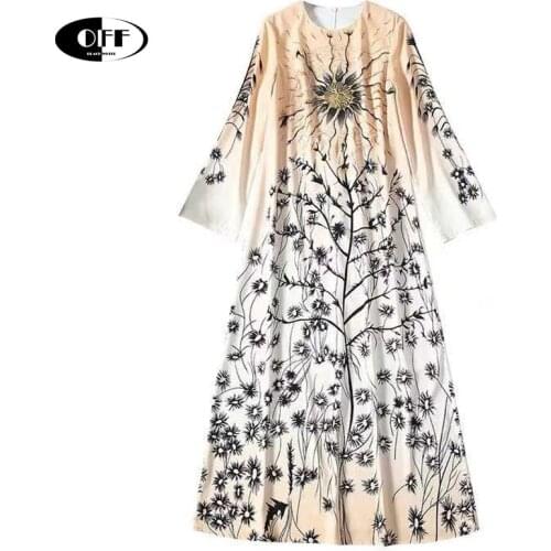Designer Runway Summer Autumn long dresses for women vintage floral basic loose oversized zevity beach dress plus sieze 2XL robe