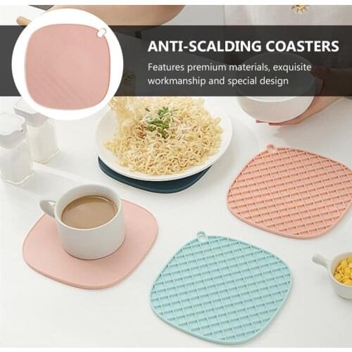 1 or 3 Pcs Square Heat-Resistant Silicone Mat Table Drink Coaster Placemat Creative Coffee Cup Mat Heat-resistant Anti-Slip Ins