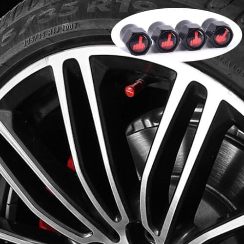 4Pcs/Set Car Styling Aluminium Alloy/Copper Middle Finger Logo Car Tire Valve Caps Wheel Tires Tire Stem Air Cap Airtight Covers