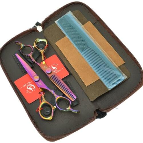 6.0"/17 CM Meisha Dragon Handle Hair Barbers Cutting Scissors Thinning Scissors Japan Steel 9CR Hairdressing Shears Set A0078A