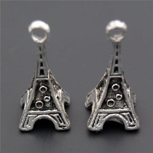 8pcs Hot sale Silver Color Metal Paris Tower 3D Mini Tower Charms Pendants DIY Jewelry Findings Accessories A2349