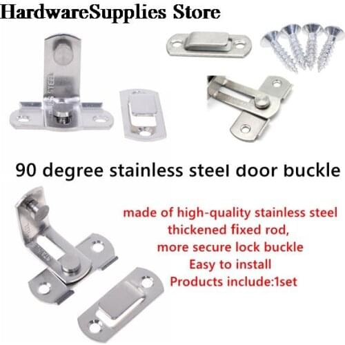 90 Degree Stainless Steel Barn Door Cast Hook Latch Lock Right Angle Sliding Door Buckle High-quality Easy To Install