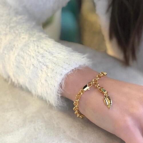 GULCE DERELI, LEAF CHARM BRACELET, CHAIN BRACELETS, CHARM BRACELETS, GIFT BOX, GOLD/SILVER PLATED