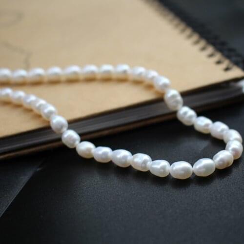 Real Natural Freshwater Pearls Beads Oval 7-8 mm Loose Pearl Beads Beige Color For Jewelry Making Bracelet Earring Necklace DIY
