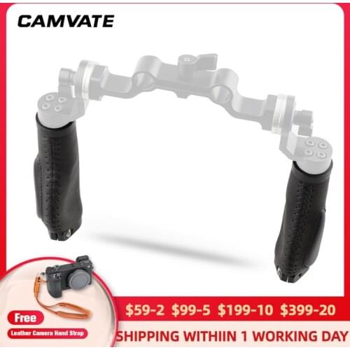 CAMVATE A Pair Universal Bicycle Leather Double Handlebar Grips (138mm Long) For DSLR Camera Shoulder Mount Rig Support System