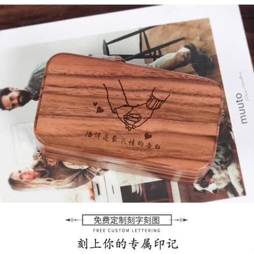 Wooden / ring jewelry box / music box / custom lettering / music box
