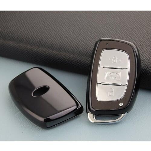 For Hyundai Tucson Sonata Elantra Smart Car Key Case Fob Cover Shell Holder Accessories Black Soft