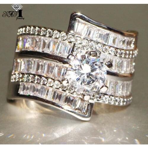 YaYI Fine Jewelry Fashion Princess Claw Set Cut White Cubic Zirconia Silver Color Engagement Wedding Party Leaves Gift Rings