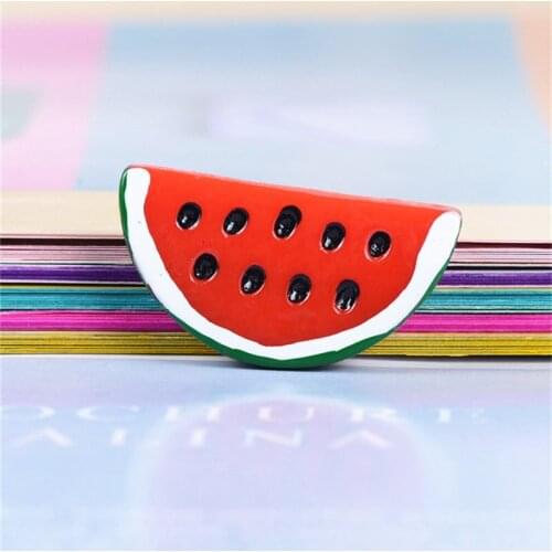 Julie Wang 10PCS Resin Watermelon Charms No Nail Artificial Fruit Slices Pendant Keychain Jewelry Making Accessory Decor