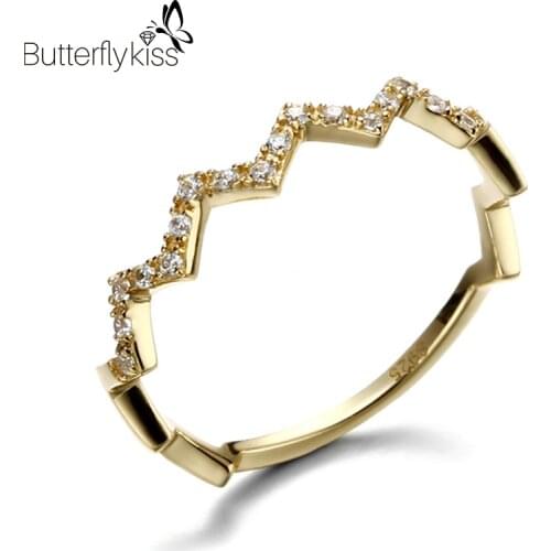 BK Women Zircon Rings For Girl 925 Genuine Silver Fashion Unique Design Unusual Rings Fine Jewelry Wedding Engagement Party