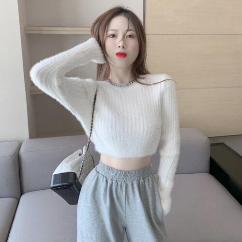 Make firm offers brief paragraph sweater to wear white tender wind long sleeve blouse