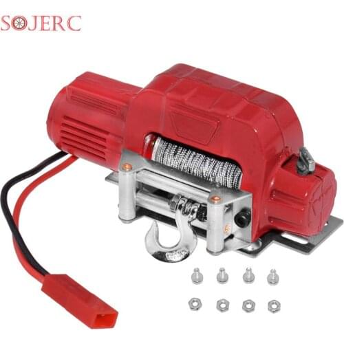 SOJERC Metal Steel Wire Automatic Simulated Winch for 1/10 RC Crawler Car Axial SCX10 90046 D90 TRX-4 Redcat