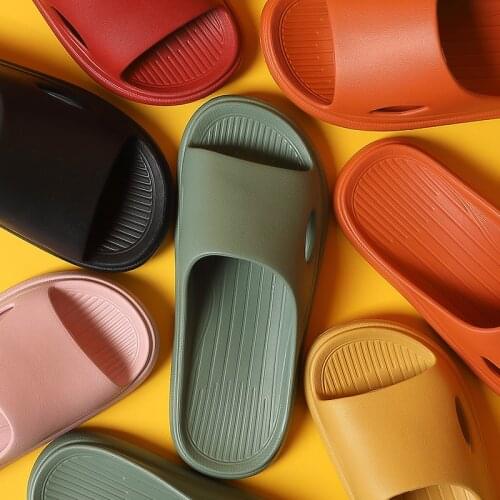 Fashion Home Slippers Women Men Summer Eva Super Soft Indoor Bathroom Bath Slippers Flat-Bottom Wear-Resistant Non-slip Sandals