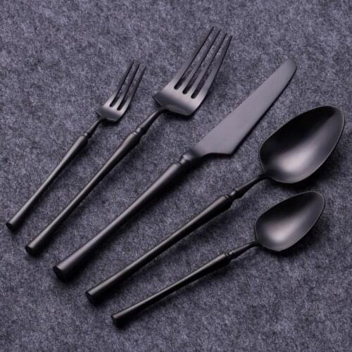 Western Cutlery Set 30 Pcs 18/10 Stainless Steel Cutlery Set Black Dinner Home Spoon Fork Knife Kitchen Dessert Fork Dinnerware
