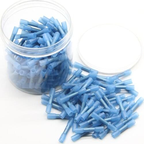 200PCS Heat Shrink Butt Wire Connectors Waterproof Solder Seal Heat Shrink Terminals Electrical Crimp Terminals AWG16-14 Kit