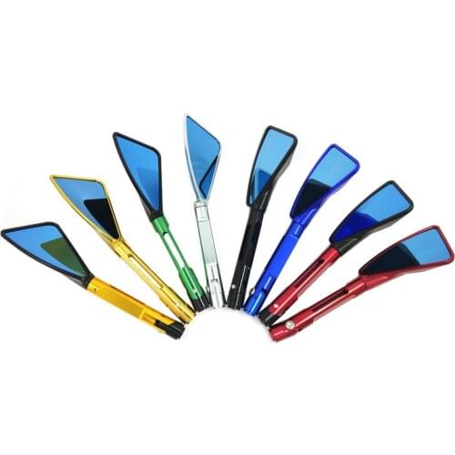 New CNC Motorcycle Rearview Side Mirrors Smoked Blue Glass Rear View Mirrors Street Sports Dirt Scooter Bike Chopper Cruiser