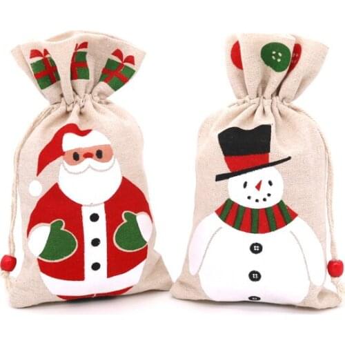 New Year Gift Santa Sacks Personalized Santa Bag Large Santa Claus Bag Merry Christmas Drawstring Canvas Gift Apple Packing Bags