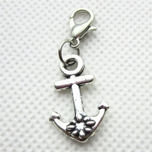 20pcs/lot silver anchor dangle charms with lobster clasp charms hanging charm pendant/bracelet accessories diy jewelry