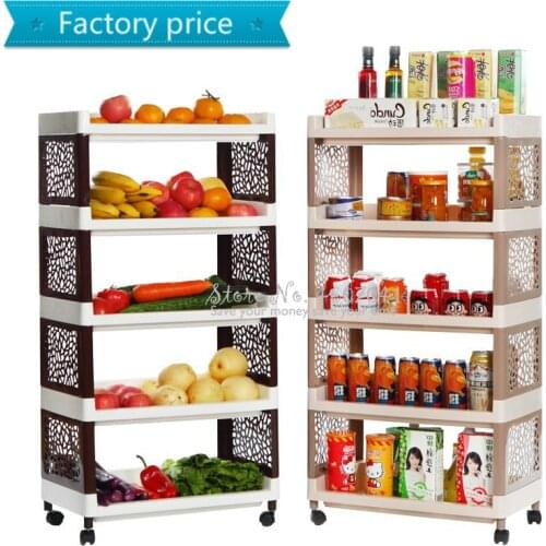 2-5 Layer Hollow Storage Holders Racks With Wheels Bathroom Towel Cosmetic PVC Rack Living Room Table Kitchen Storage Shelf