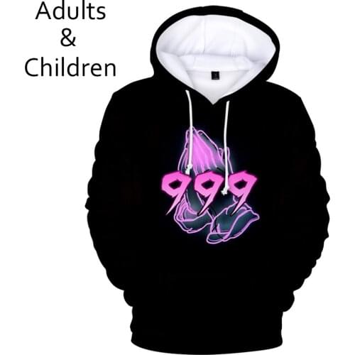 Popular 3D juice wrld mens and womens fashion hoodies childrens casual autumn and winter pullovers kids warm black sweatshirts