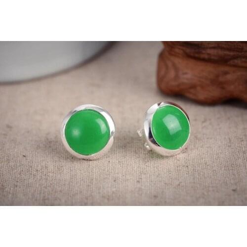Luxury Girls Earrings New Pair Natural Green gem Gems 925 Sterling Marcasite jewelry Style EARRING for women jewelry