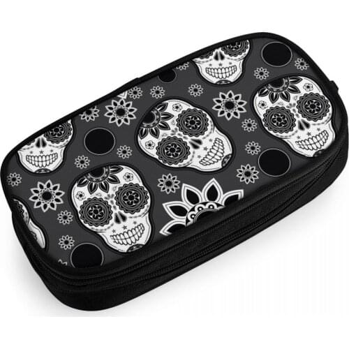 3D Anime Skull Decor Pencil Box Cartoon Cosmetic Bag Girls Skull Decor Zipper School Pencil Holder Supplies Makeup Pouch