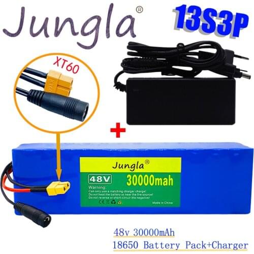 XT60 Plug 48V30Ah 1000w 13S3P 48V Lithium ion Battery Pack For 54.6v E-bike Electric bicycle Scooter with BMS+54.6V Charger