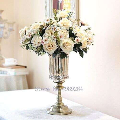 Nordic Creative glass metal Gold Crafts ornaments Modern home living room Flower arrangement Hydroponics Accessories Wedding