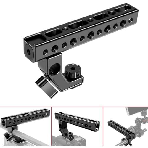 Aluminum Alloy Universal Cold Shoe Camera Handle SLR Top Handgrip 1/4" & 3/8" Extend Adapter Mount Holes for LED/Mic/Monitor