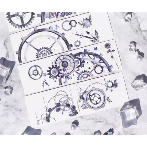 Vintage Gear Washi Tape for Card Making Bullet Journal DIY Scrapbooking Decorative Sticker