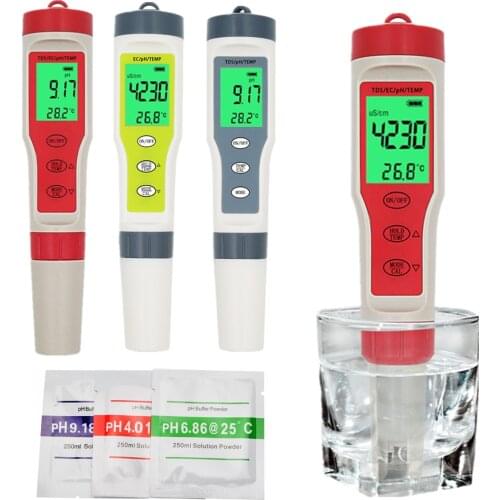 PH Meter Waterproof H/TDS/EC/Temp Meter PH Tester with backlight for Aquarium Pool Wine Urine Automatic Calibration 40% off