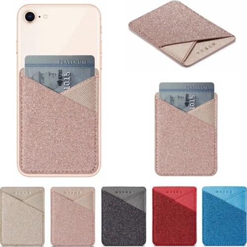 Bling Glitter Phone Wallet Stickers 3M Adhesives ID Credit Card Holder Phone Back Sticker Pocket Phone Pouch Bag Rose Gold/Gold