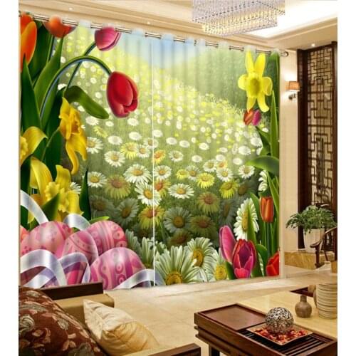 Fresh flower curtains High quality custom 3d curtain fabric 3d curtains Modern Home Decoration Living Room Curtains 3d