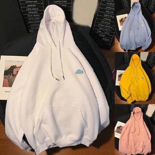 Womens Hoodies Embroidered Print Pockets Hoody Pullover Top Clothes Long Sleeve Hooded Solid Color Women Sweatshirt Blouse Coat