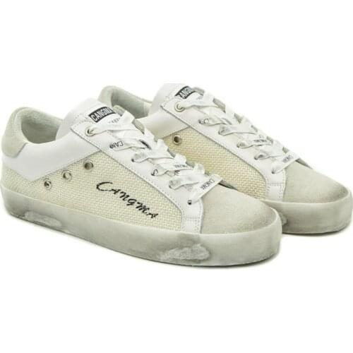 CANGMA Luxury Brand Italy Designer Girls Flats Shoes Autumn Woman White Gray Hemp Vintage Sneakers Women Casual Shoe Female