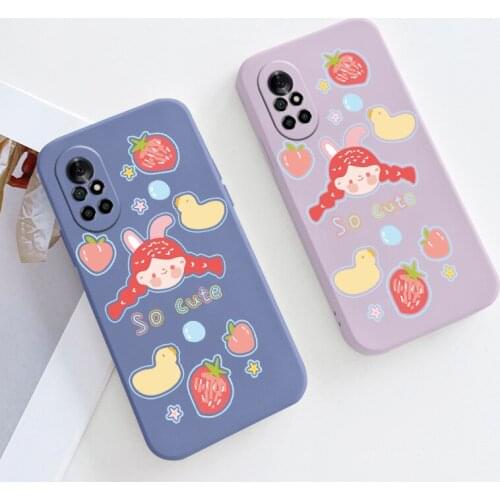 Strawberry Liquid Silicone Case For Huawei Nova 8 7 Pro SE 6 SE 5 Pro 5Z 5I 5Ipro 5T 4 4E Soft Phone Cover Case