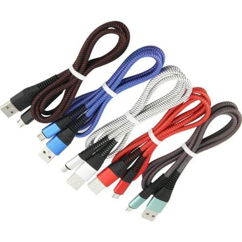 1M Nylon Mobile Phone Cables Micro USB Cable Type C Charger for iPhone Xiaomi Samsung Android Type-C Fast Charging Cord Wire