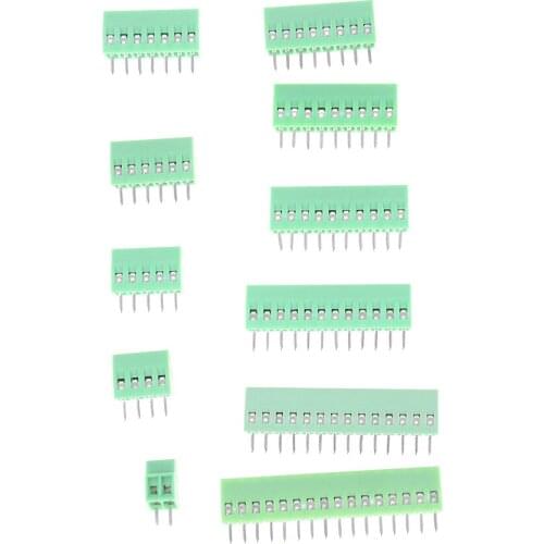 1PC HUXUAN Green 5mm Pitch Screw Terminal Connector 2 Pin -7Pin Straight Leg KF128 Copper PCB Terminal Blocks Whoelsale