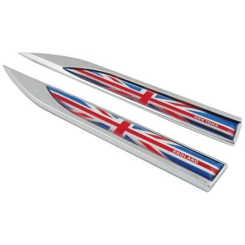 2 pcs chrome ENGLAND Britain UK Flag Side Fender Emblem Badge Sticker