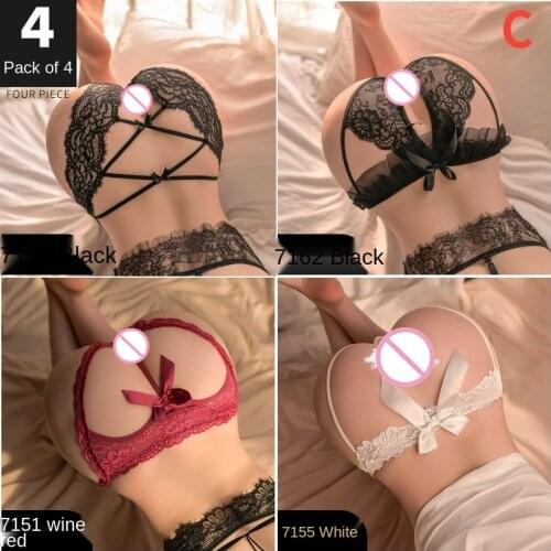 4 PCS Ladies Open File Sexy Lingerie Sex Shop Exotic Lingerie Lace Hollow One-size Triangle Panties Sex Toys for Dropshipping
