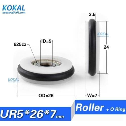 Free Shipping 10PCS o ring rubber coated roller wheel rubber low noisy bearing wheel pulley blackboard roller