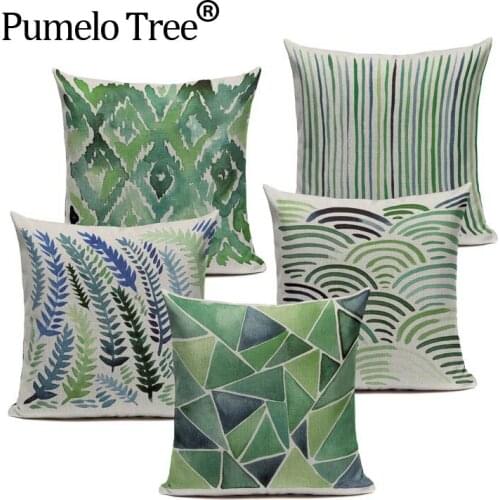 Large Linen Nordic Design Hummingbird Abstract Watercolor Car Headrest 45Cmx45Cm Square Home 3D Pillow Case