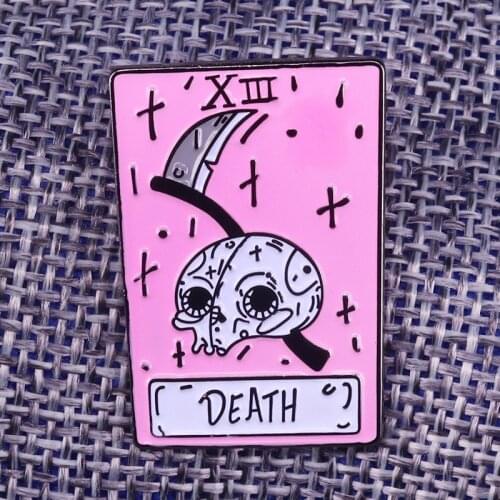 Death tarot card Brooch XIII Black number 13 Enamel Pin Skull Badge telling the mysterious truth