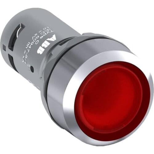CP2-33R-10 10116185 Compact Pushbutton - Maintained - Flush - Red - Illuminated - Chrome metal - 1NO