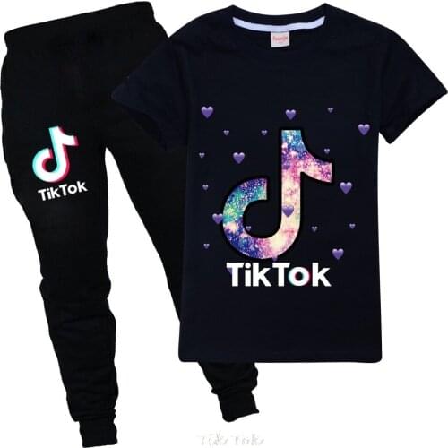 Kids Toddler Baby Girl Tik Tok Clothes Set Short Sleeve T-shirt Tops+Pants 2 pcs Clothes Suits Outfits Tik Tok Girls Clothes